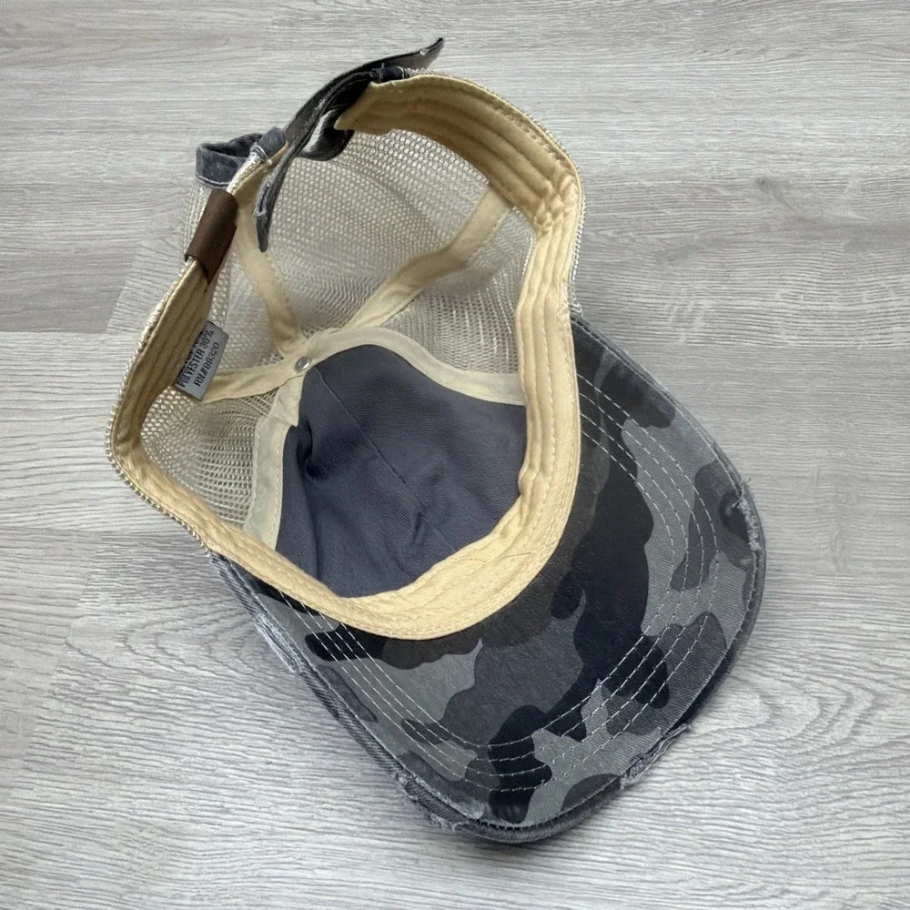Down East Cotton Co. Distressed Camo Breathable Mesh Back Hat Unisex OSFM